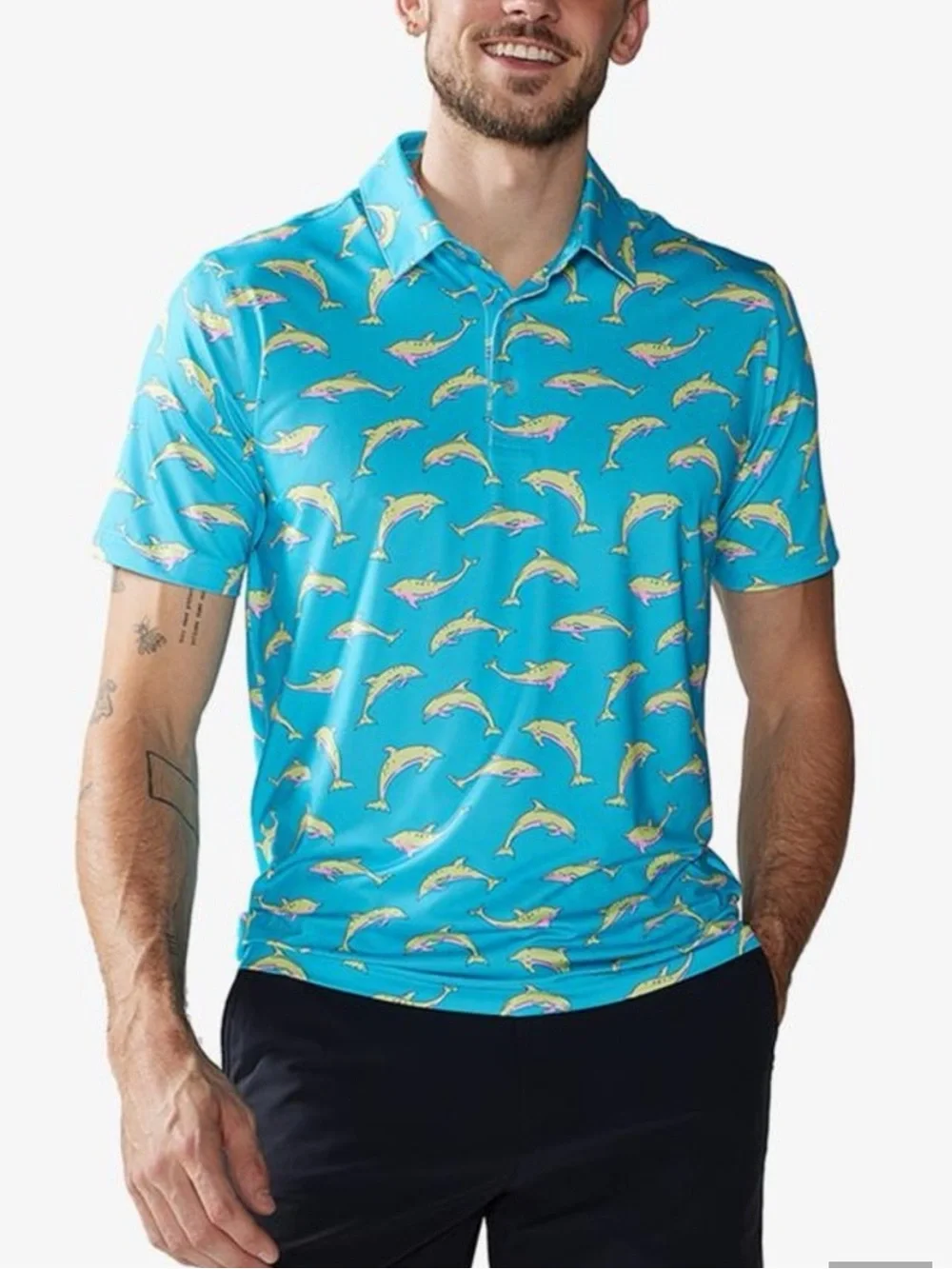 Chubbies The Flying Dolphins Performance Golf Polo Shirt Teal Blue Men XXL - Picture 1 of 9